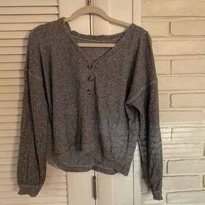 Grey Cropped Long sleeve American Eagle